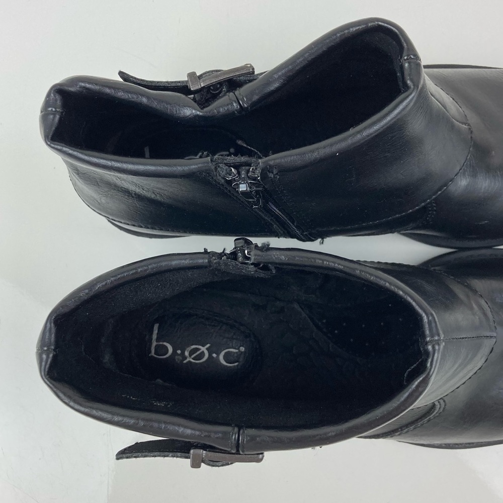 BOC Born Women’s Black Buckle Folded Cuff Heeled Ankle Boots Size 7.5 M - Picture 9 of 10